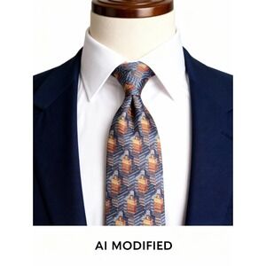 Ermenegildo Zegna Cityscape Geometric 100% Italian Silk Tie | Luxury Designer